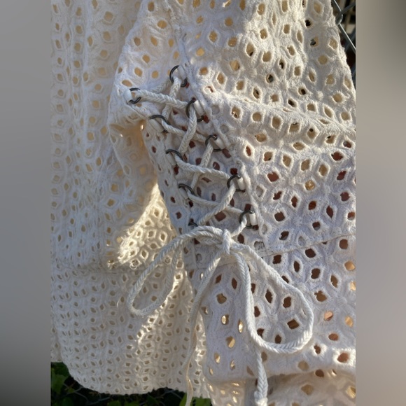 Free People Circle Sleeve Eyelet Jacket, Ivory, M - Picture 8 of 11